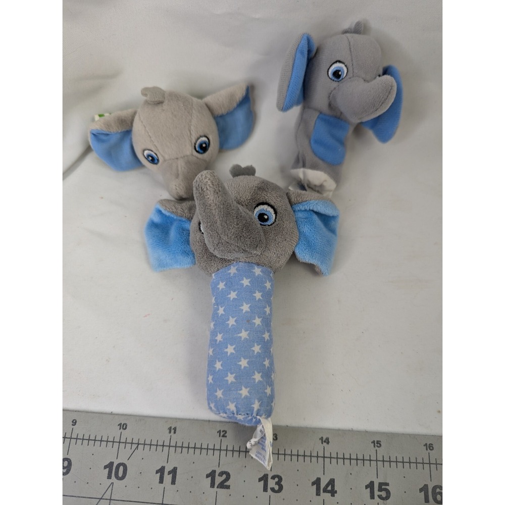 Garanimals Elephant Plush Finger Puppet Rattle Wrist Stuffed Animal Toy